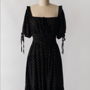 Adored Vintage Black Dress Embroidered
